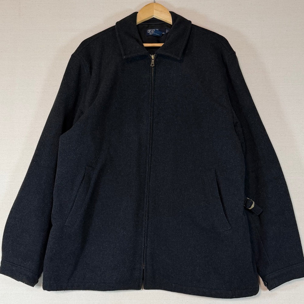 Vintage Polo Ralph Lauren Wool Full Zip Jacket Side Buckle Size Large 90s